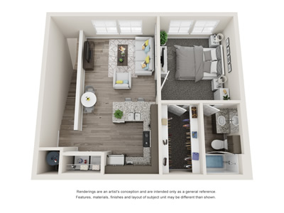 One Bedroom / One Bath - 749 Sq. Ft.*
